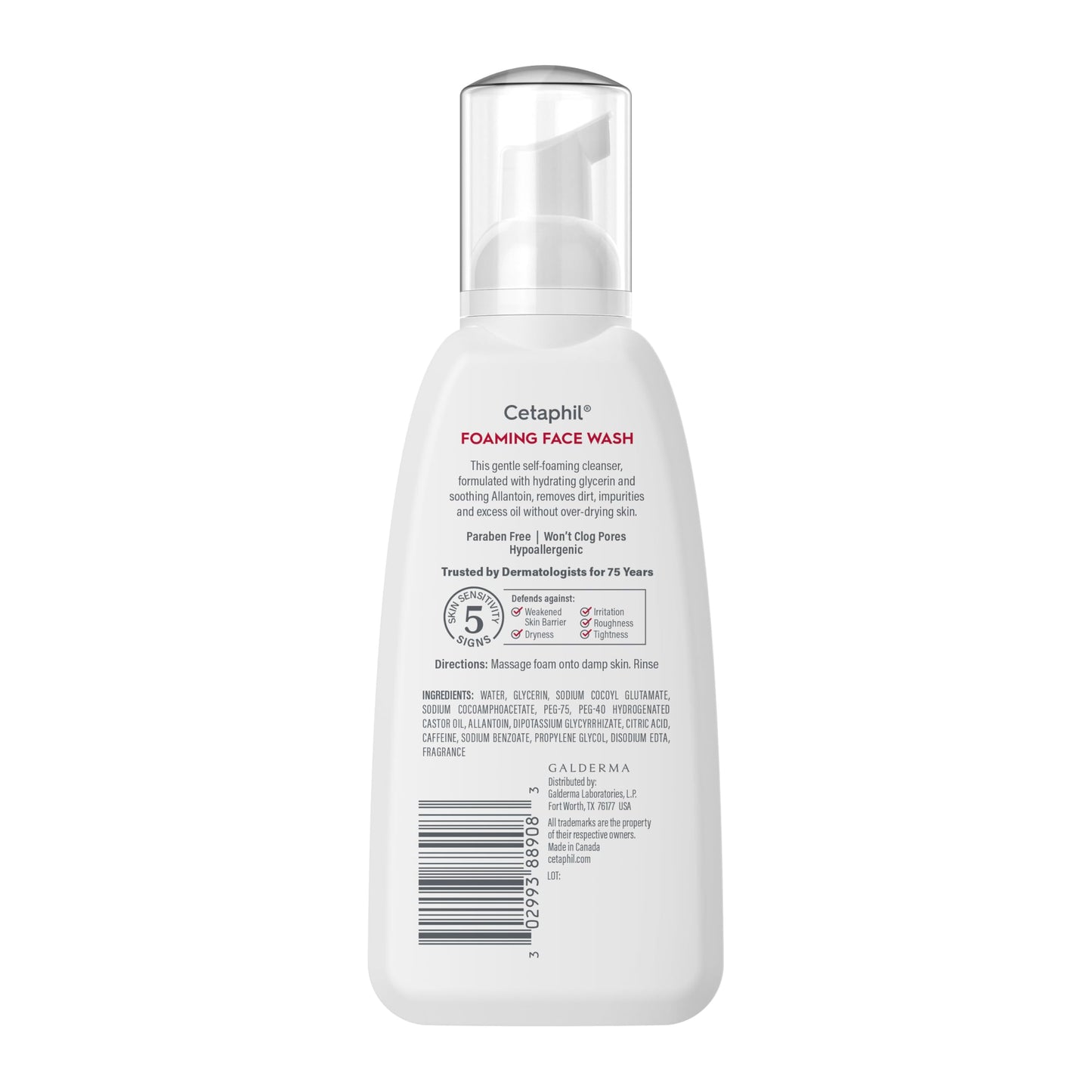 Cetaphil Redness Relieving Foaming Face Wash For Sensitive Skin, 8 Fl Oz, Gently Cleanses Cetaphil