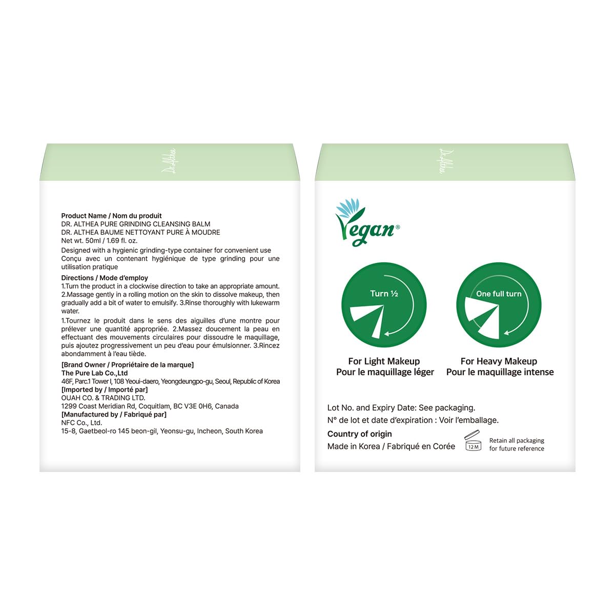 Dr.Althea Pure Grinding Cleansing Balm, Korean Vegan Skin Care, 1.69 Fl Oz Dr.Althea