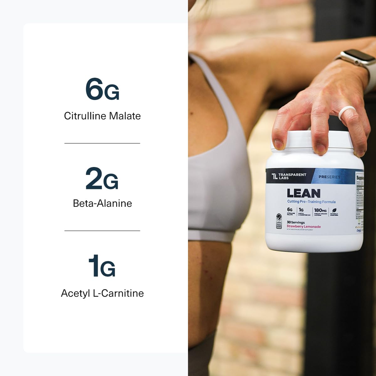 Transparent Labs Lean Pre-Workout - Body Recomposition Pre Workout for Men and Women with Acetyl L-Carnitine, Beta Alanine Powder, & PurCaf Organic Caffeine Powder - 30 Servings, Strawberry Lemonade