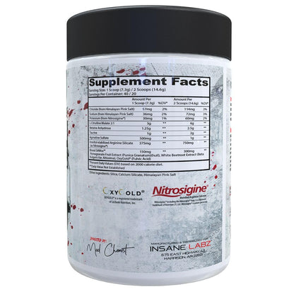 Insane Labz Saw® Bloodbath, Non-Stim Pump Pre Workout Powder with Nitrosigine®, OxyGold™, Agmatine Sulfate, L-Citrulline and Betainne Anhydrous, 40 Srvgs (Grape)