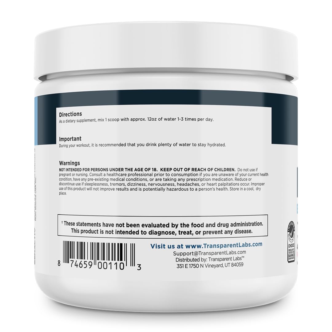 Transparent Labs Hydrate Naturally Sweetened Electrolytes Powder - Hydration Powder Electrolytes with Coconut Water, Calcium, Taurine, & Potassium - 40 Servings, Tropical Punch