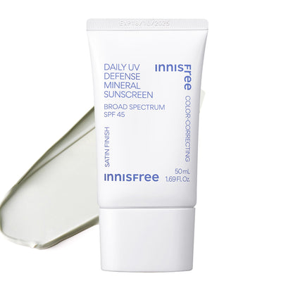 innisfree Daily Mineral UV Defense SPF 45 | Tinted Korean Sunscreen with Zinc Oxide for Redness | Gentle, Hydrating and Lightweight | Available in 2 Pack innisfree