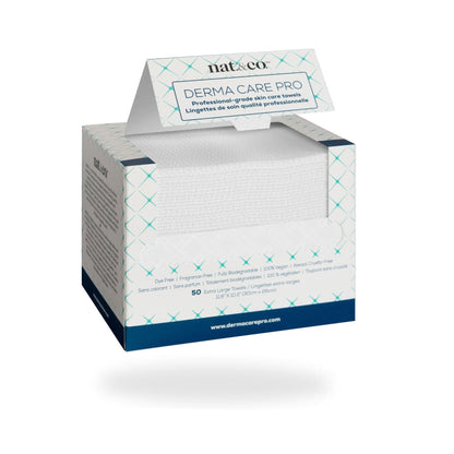 Nat.&Co. Derma Care Pro 100% USDA Biobased Material - Professional Grade Extra Large Face Towels - Bio-Based Towel, Makeup Remover Dry Wipes, Facial Wash Cloths for Sensitive and Clean Skin - 50 Count nat.&co.