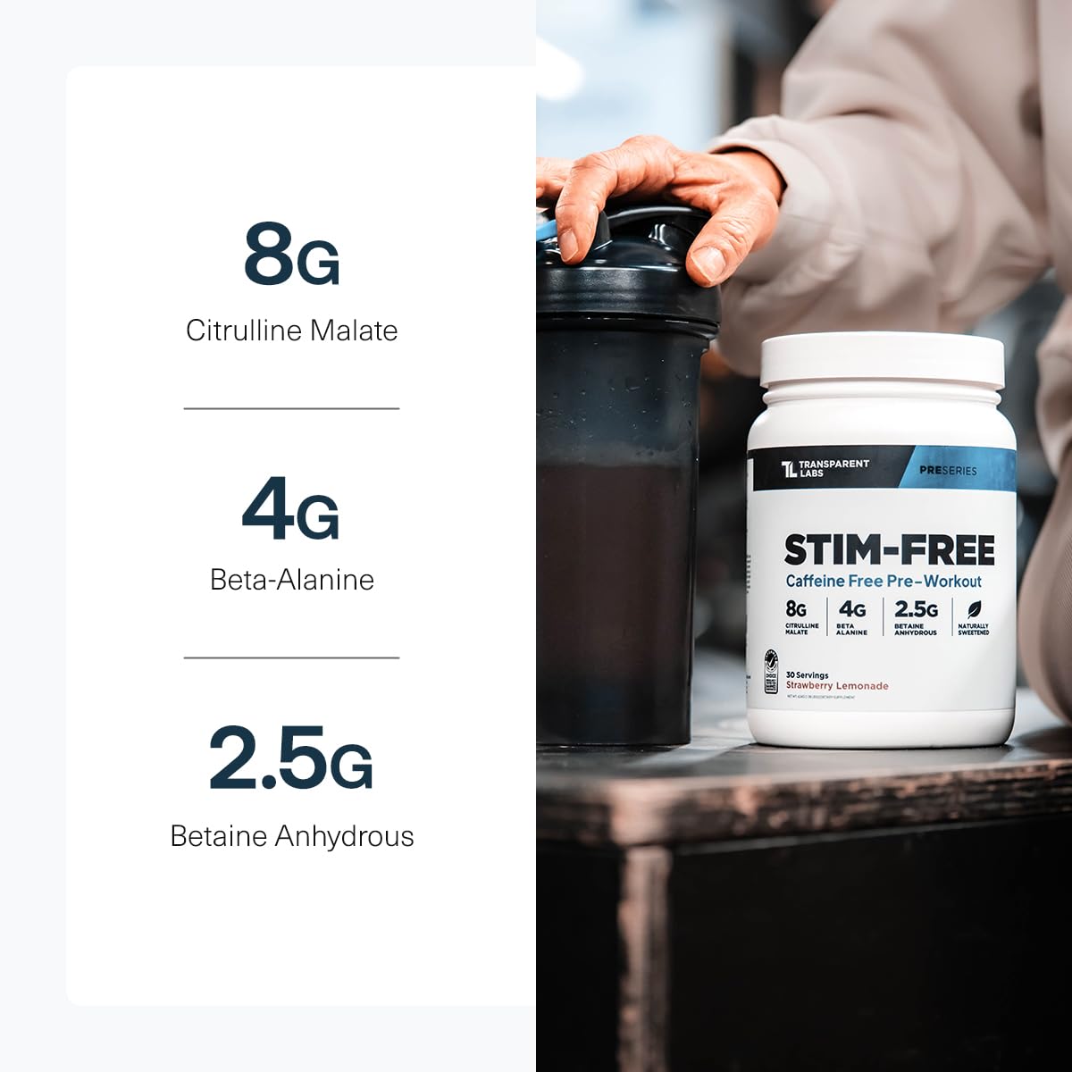 Transparent Labs Stim-Free Pre-Workout - Caffeine & Stim Free Pre Workout Powder for Men and Women with Beta Alanine Powder, Citrulline Malate, & elevATP - 30 Servings, Strawberry Lemonade Transparent Labs buy australia supplements