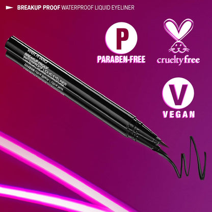 wet n wild Mega Last Breakup Proof Liquid Eyeliner - Ultra-Fine Brush, Waterproof, 16-Hour Long-Lasting Wear- Cruelty-Free & Vegan - Black wet n wild