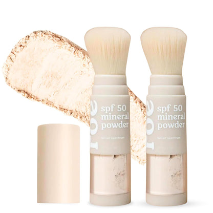 Roe Wellness- SPF 50 Powder Sunscreen Mineral-Based, Non-Toxic Brush-on For Kids, Adults & Babies | For Scalp, Face & Body (Reef Safe)(2Pack)
