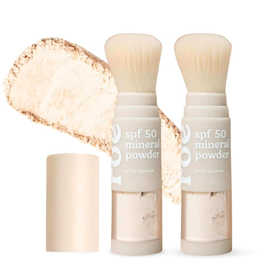 Roe Wellness- SPF 50 Powder Sunscreen Mineral-Based, Non-Toxic Brush-on For Kids, Adults & Babies | For Scalp, Face & Body (Reef Safe)(2Pack)
