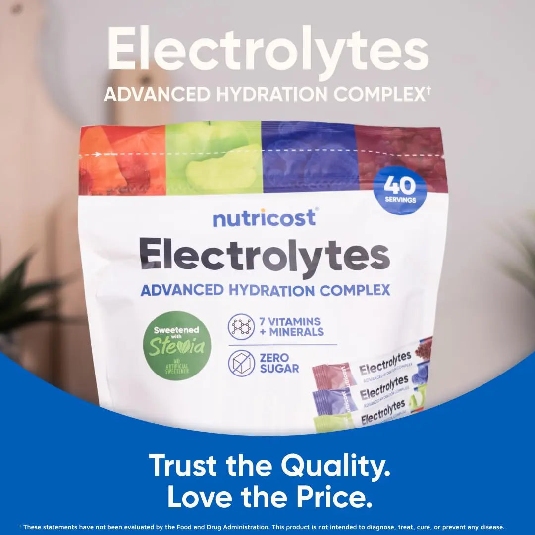 Nutricost Electrolytes Complex, Variety Pack Flavored, 40 Stickpacks - Advanced Hydration Complex Nutricost
