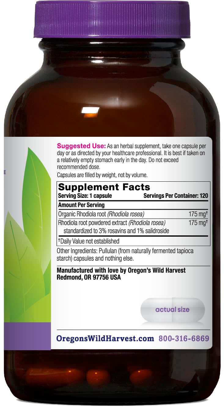Oregon's Wild Harvest Rhodiola Supplement, 60 Count Gsupps Australia