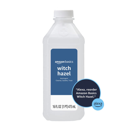 Amazon Basics Witch Hazel USP Astringent for Oily Skin, Relief from Irritation and Redness, Unscented, 16 Fluid Ounces (Previously Solimo) Amazon Basics
