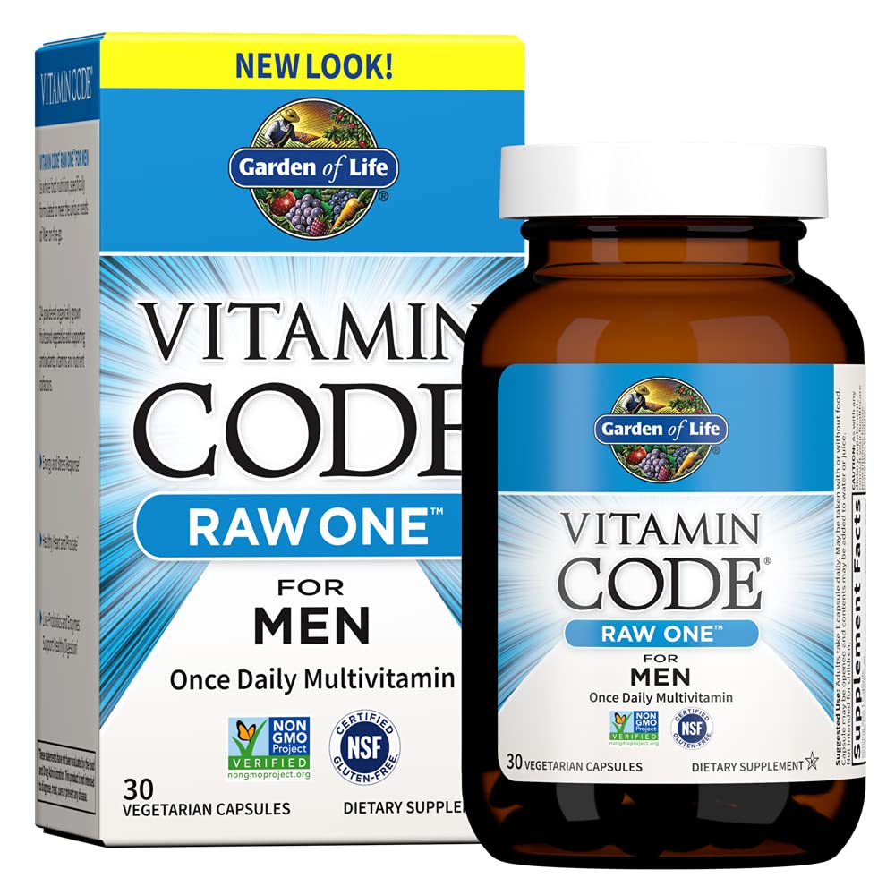 Garden of Life Vitamin Code RAW ONE for Men Once Daily Whole Food Multivitamin with Probiotics for Heart Health and Prostate Health, Non-GMO, 75 Capsules Gsupps Australia