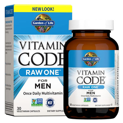 Garden of Life Vitamin Code RAW ONE for Men Once Daily Whole Food Multivitamin with Probiotics for Heart Health and Prostate Health, Non-GMO, 75 Capsules Gsupps Australia
