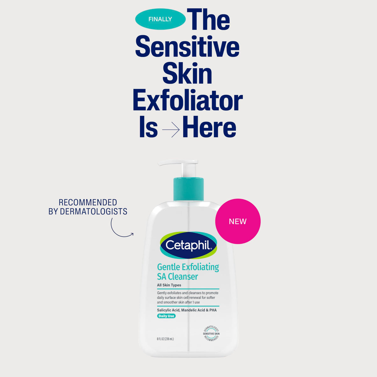 Cetaphil SA Gentle Exfoliating Face Wash, Salicylic Acid Cleanser, 8oz Cetaphil