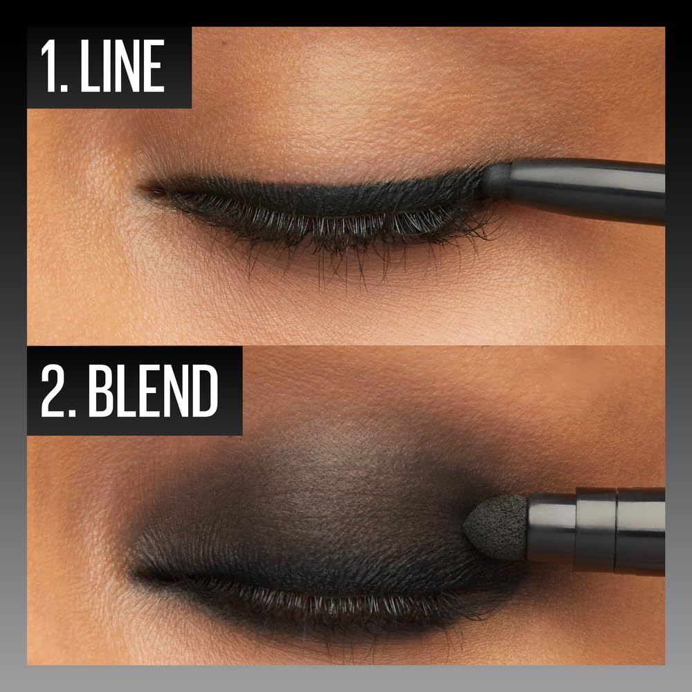 Maybelline Tattoo Studio Automatic Gel Pencil Waterproof Eyeliner, Blendable, Smudge Resistant, Matte Eyeliner For Up To 36HR Wear, Pitch Black (Smokey Black), Packaging May Vary MAYBELLINE