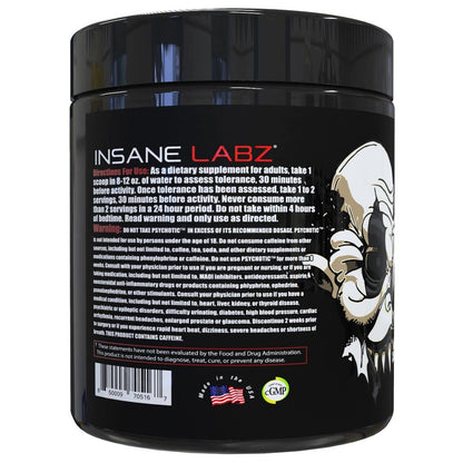 Insane Labz Psychotic Black Edition Mid Stimulant Pre Workout Powder, Energy Focus Pumps, Loaded with Creatine Beta Alanine Taurine Fueled by AMPiberry, 35 Servings (Blue Raspberry)