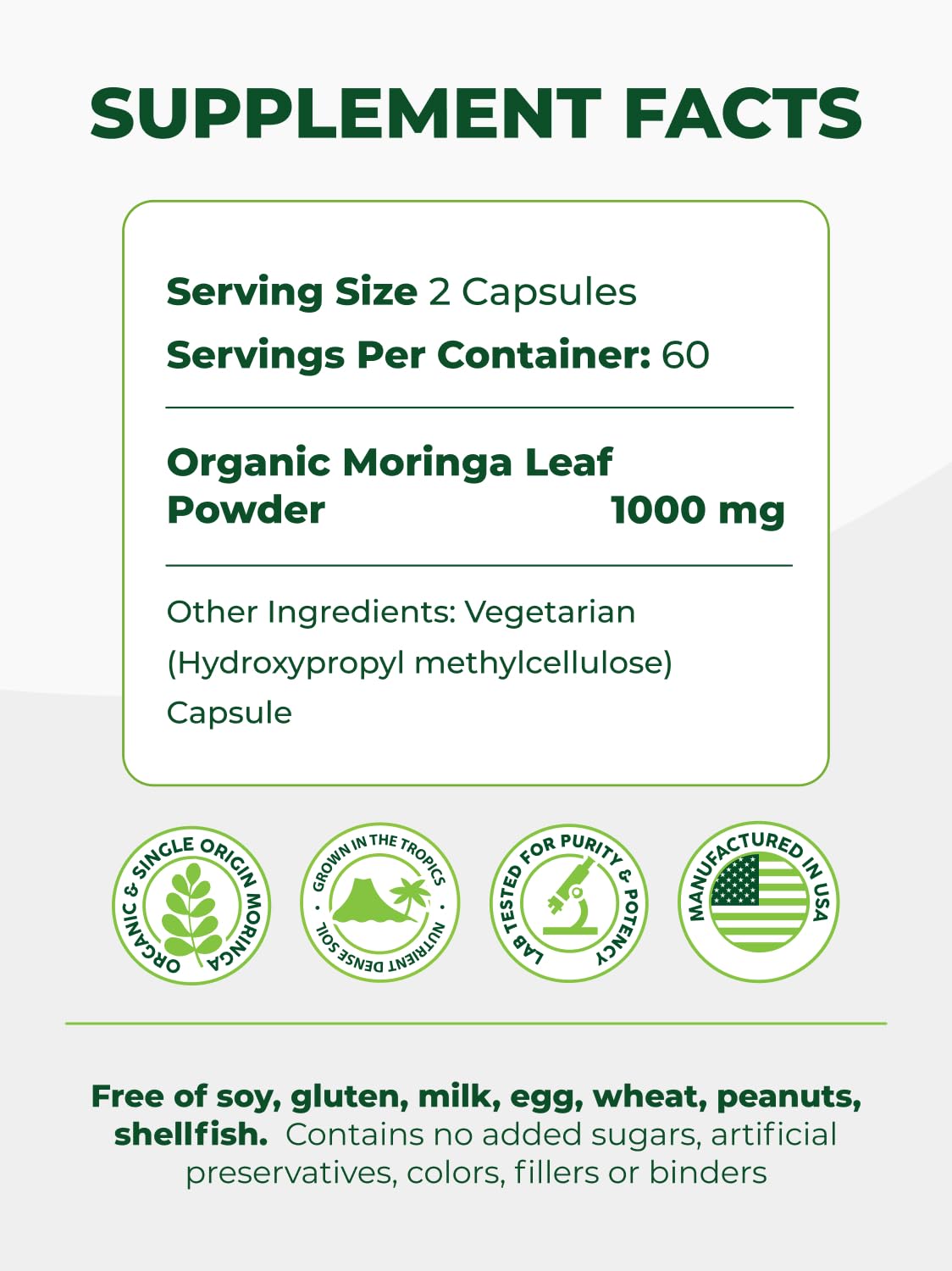 PURA VIDA MORINGA Organic Moringa Capsules, Pure Moringa Leaf Powder Single Origin for Energy, Metabolism & Immune Support Pura Vida Moringa