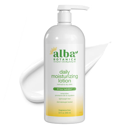 Alba Botanica Daily Moisturizing Lotion, Sensitive Skin, Fragrance Free, 32 Oz (Packaging May Vary) Alba Botanica