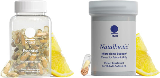 Ritual Prenatal Multivitamin and Probiotics for Women - Key Vitamins to Support Mom and Baby - Natalbiotic for Microbiome, Digestive, Vaginal Health - Folate, Choline - Vegan - Citrus - 30 Servings