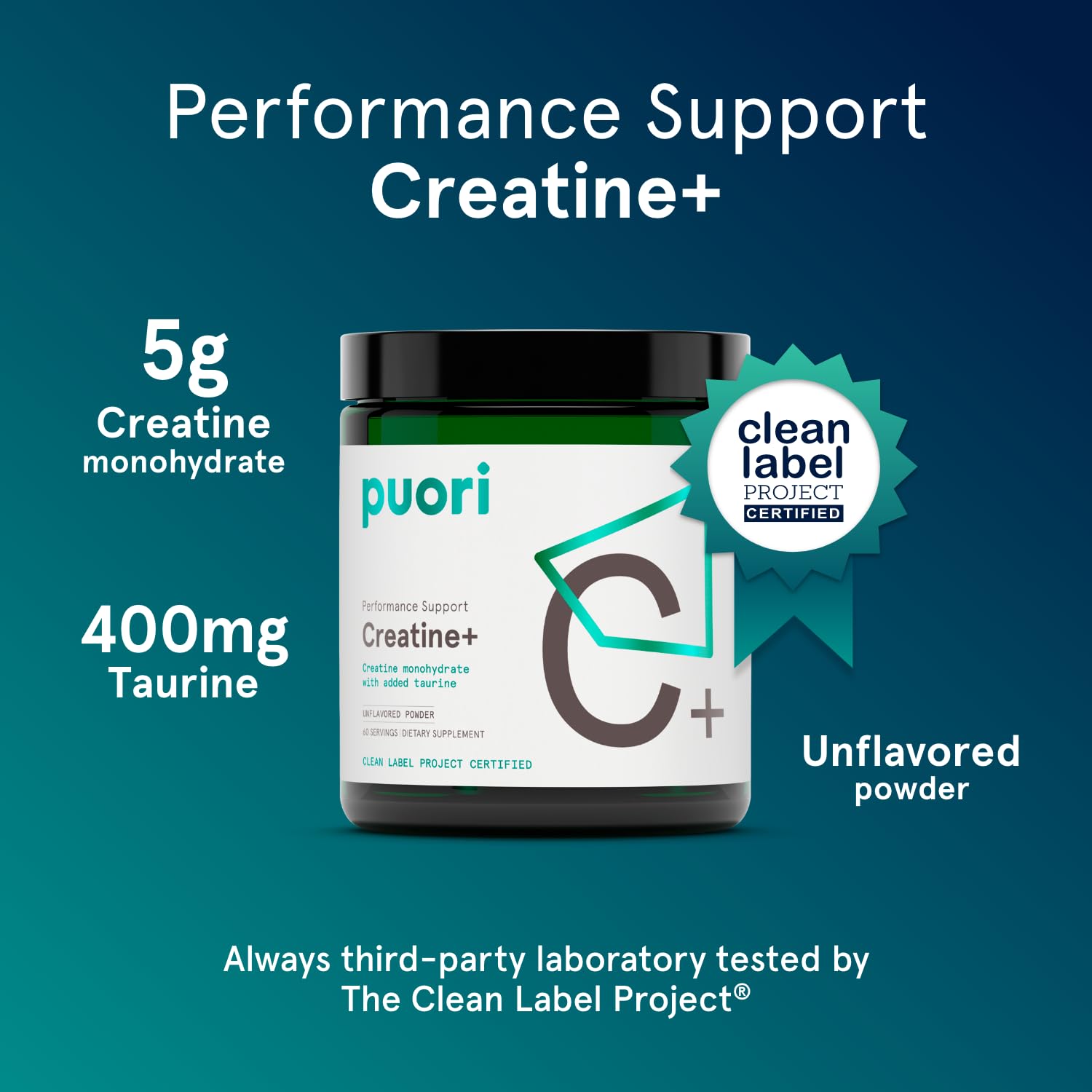Puori Creatine Monohydrate Powder with Taurine - Unflavored Creatine Powder, Pre-Workout Supplement for Men & Women - Muscle Builder, Enhanced Workout Performance & Strength Building - 60 Servings Puori buy australia supplements