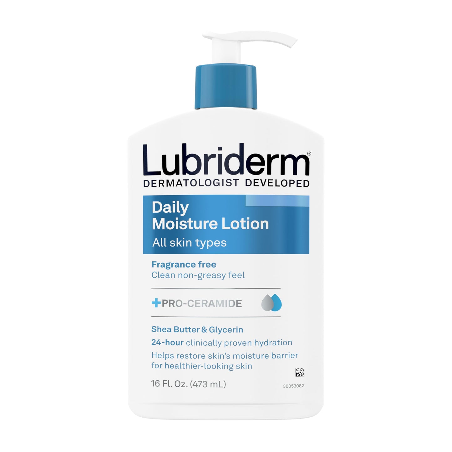Lubriderm Fragrance Free Daily Moisture Lotion + Pro-Ceramide, Shea Butter & Glycerin, Face, Hand & Body Lotion for Sensitive Skin Lubriderm