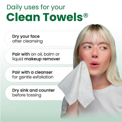 CLEAN SKIN CLUB Sensitive Skin Clean Towels® XL, Ultra-Soft Disposable Face Dry Wipes Infused with Aloe & Glycerin CLEAN SKIN CLUB