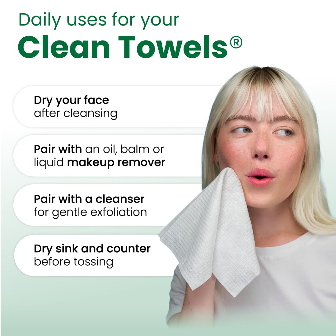 CLEAN SKIN CLUB Sensitive Skin Clean Towels® XL, Ultra-Soft Disposable Face Dry Wipes Infused with Aloe & Glycerin, XL - 1 Pack (50 count) CLEAN SKIN CLUB