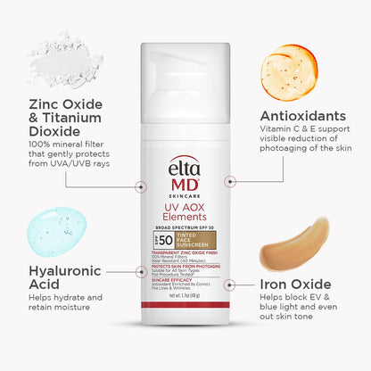 EltaMD UV AOX Elements 100% Mineral Tinted Face Sunscreen SPF 50, 1.7 oz EltaMD