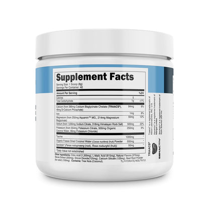 Transparent Labs Hydrate Naturally Sweetened Electrolytes Powder - Hydration Powder Electrolytes with Coconut Water, Calcium, Taurine, & Potassium - 40 Servings, Tropical Punch