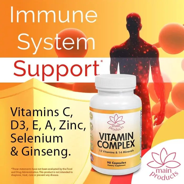 Vitamin Complex Multivitamins and Multiminerals - 12 Vitamins and 14 Minerals, Vitamin A C D3 E B1 B2 B3 B5 B6 B9 B12 H and Minerals Main Products buy australia supplements
