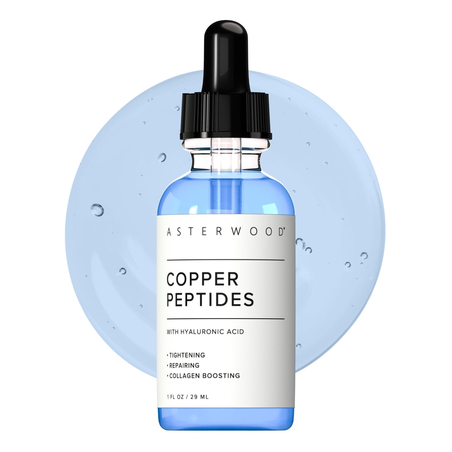 Asterwood Copper Peptides Serum for Face - with GHK-Cu Peptide and Hyaluronic Acid - Anti-Aging Facial Serum - 1 Fl Oz Asterwood
