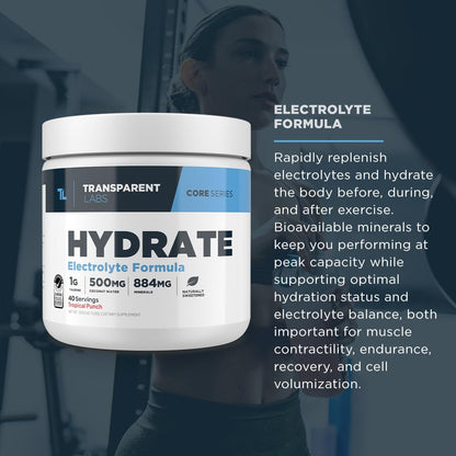 Transparent Labs Stim-Free Pre-Workout Powder (30 Servings, Strawberry Lemonade) & Hydrate Electrolytes Powder (40 Servings, Peach Mango)