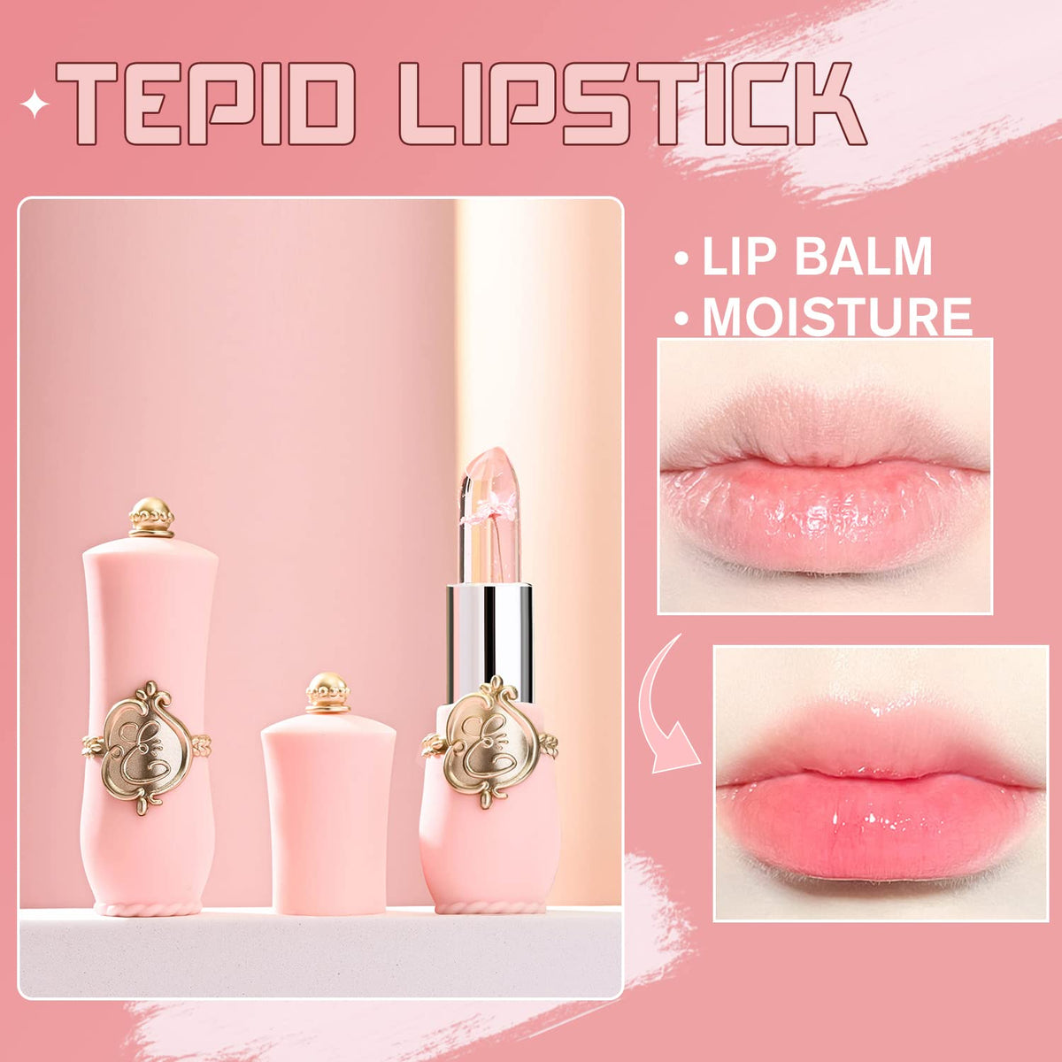 BestLand 6 Pcs/Set Flower Jelly Lipstick Set Temperature Change Moisturizer Long Lasting Nutritious Balm Magic Color Change Lip Gloss BestLand