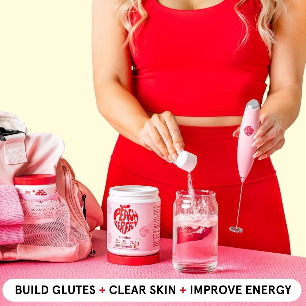 Peach Perfect Creatine Blend for Women – Micronized Creatine Monohydrate with BCAA & Collagen for Glute Strength Support – Pink Lemonade – 30 Servings Peach Perfect