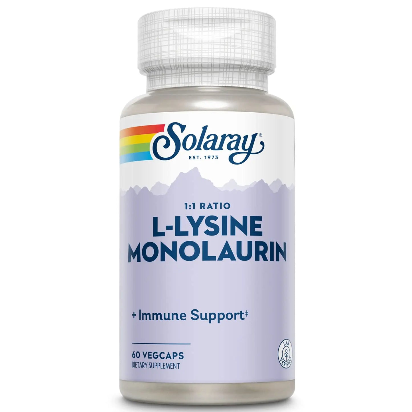 SOLARAY L-Lysine Monolaurin Immune Support Supplement, 1:1 Ratio for Immune System Function, 500 mg Each, 60-Day Money Back Guarantee SOLARAY
