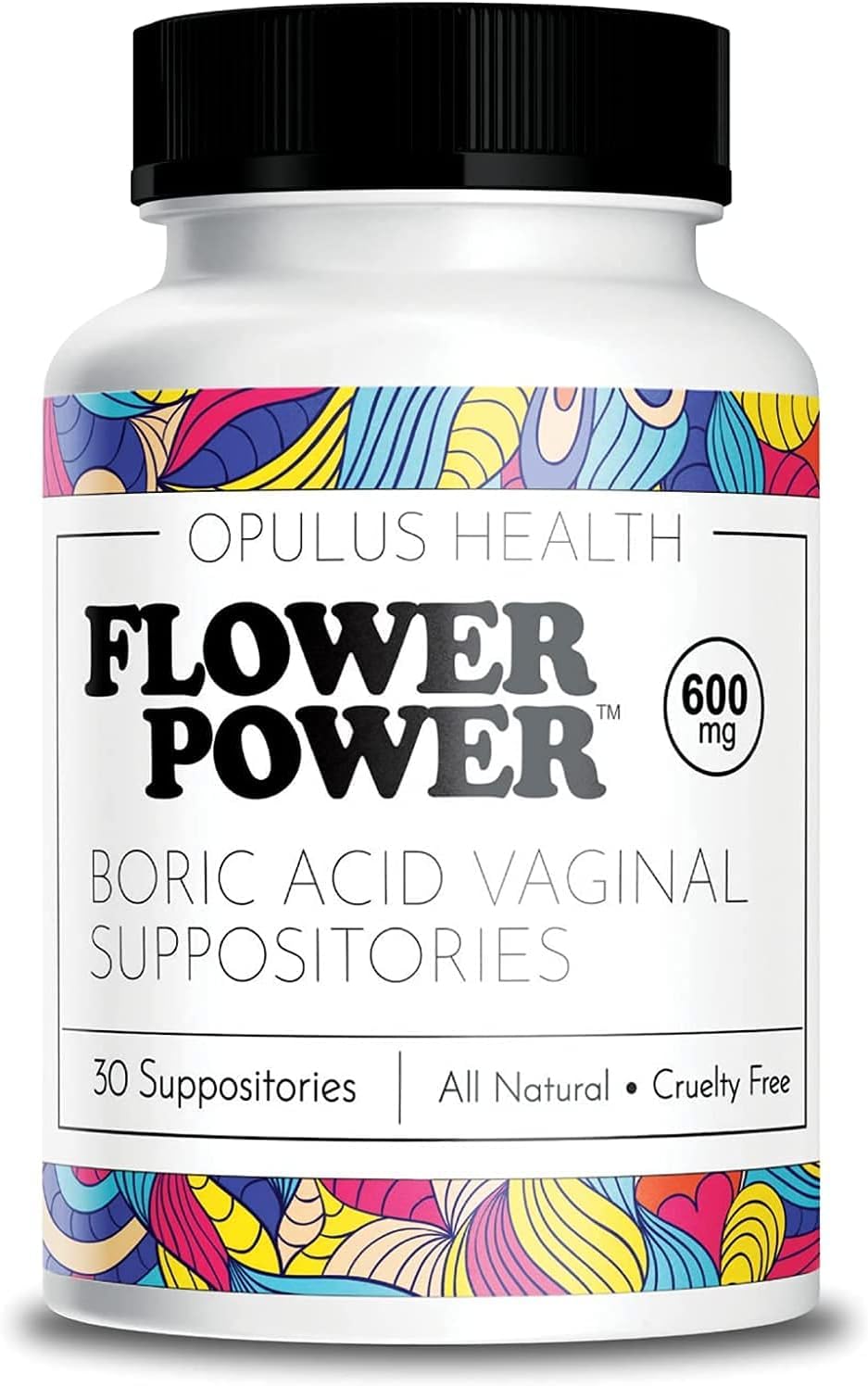 Flower Power Vegan Boric Acid Suppositories - 30 Capsules - 600mg for Vaginal Odor and pH Balance - Made in USA Flower Power buy australia supplements