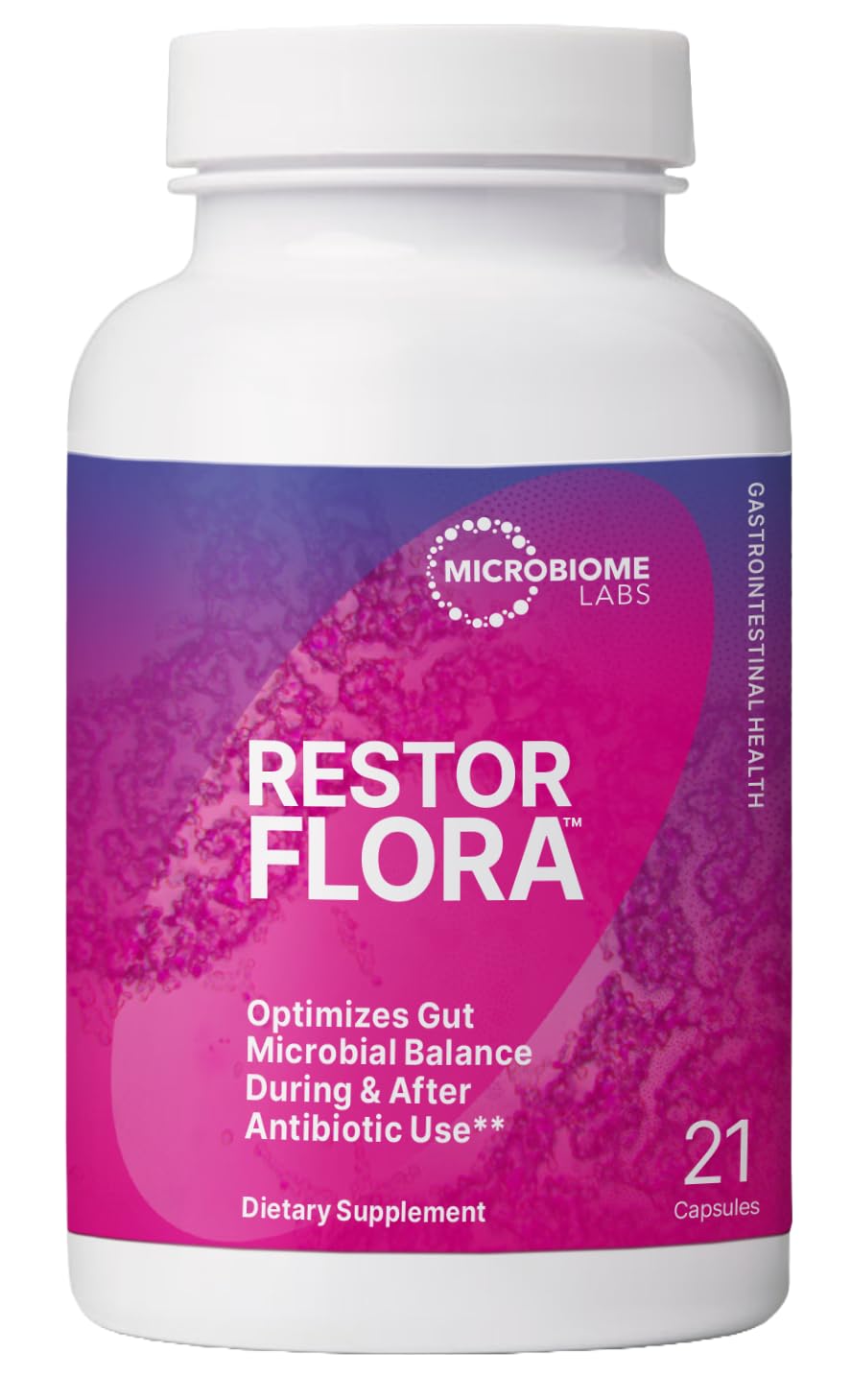 Microbiome Labs RestorFlora - Men's & Women's Probiotics for Digestive Health & Gut Reset - Spore Based Saccharomyces Boulardii Probiotics Microbiome Labs