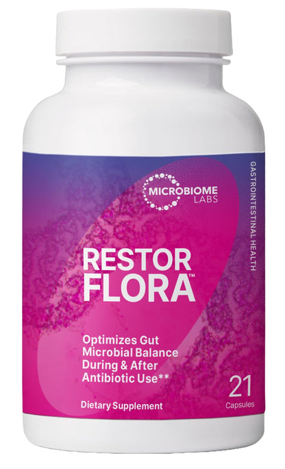 Microbiome Labs RestorFlora - Men's & Women's Probiotics for Digestive Health & Gut Reset - Spore Based Saccharomyces Boulardii Probiotics Microbiome Labs