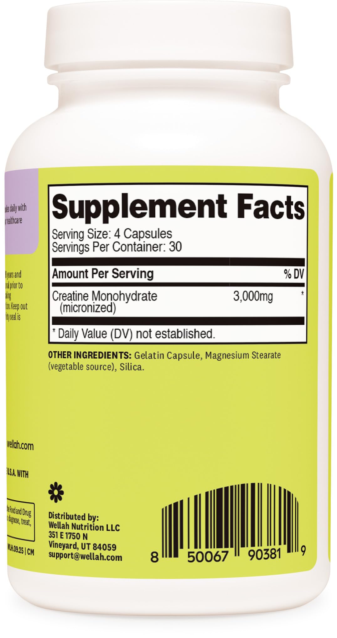 Wellah Creatine Monohydrate Capsules (3000 mg) 120 Capsules - Micronized Creatine, 30 Servings Wellah buy australia supplements