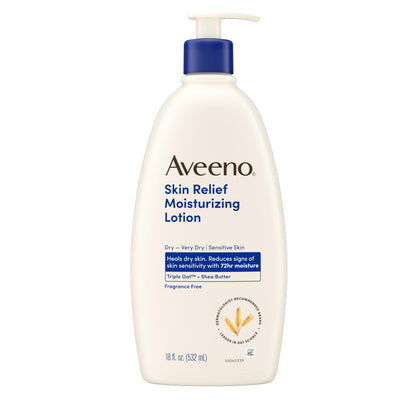 Aveeno Skin Relief Moisturizing Lotion Heals Very Dry, Sensitive Skin, Fast-Absorbing Body Aveeno