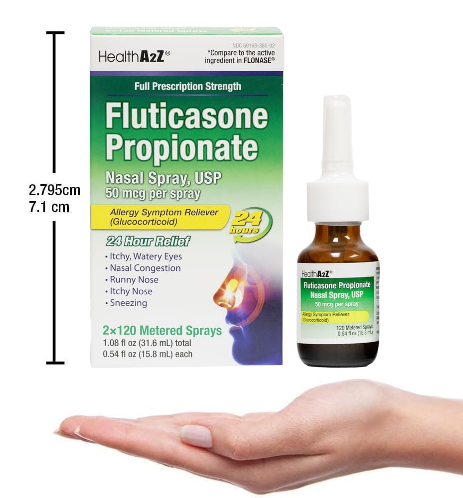 HealthA2Z® Allergy Relief, Fluticasone Propionate 50mcg, Nasal Spray, 24-Hour Allergy Relief, Dye Free, 240 Sprays (2 Pack, 120 Sprays Each) HealthA2Z buy australia supplements