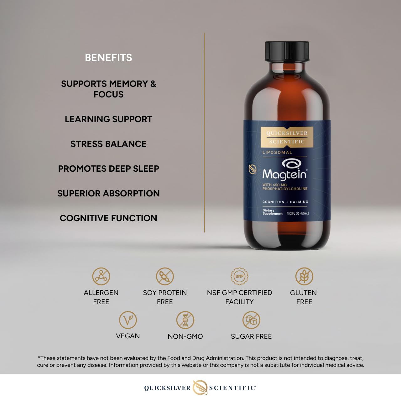 Quicksilver Scientific Liposomal Magtein - Magnesium Supplement for Brain Function Support - Stress, Sleep & Memory Support - Gluten-Free, Sugar-Free & Vegan - 15.2 fl oz (30 Servings) Quicksilver Scientific buy australia supplements