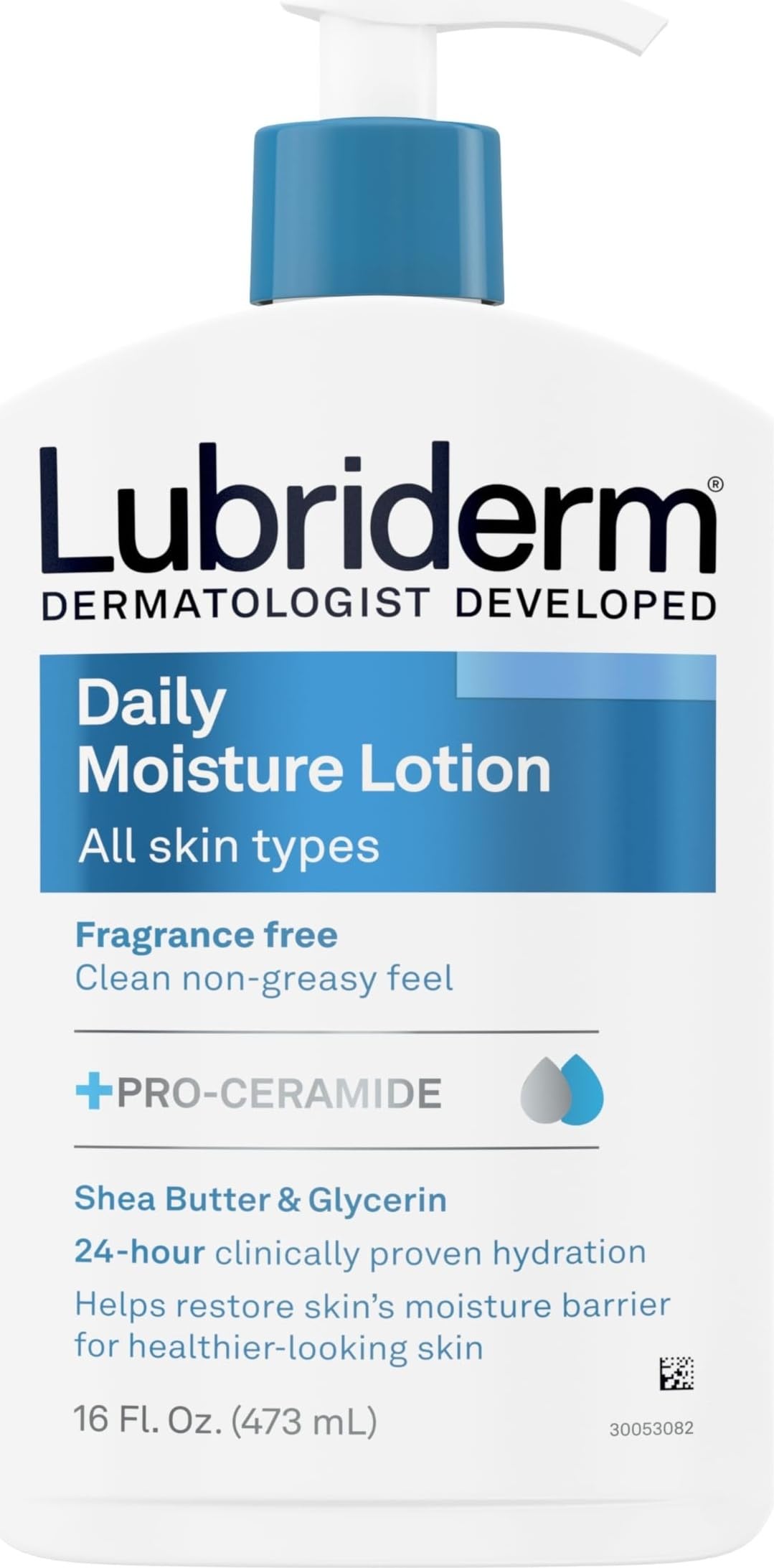 Lubriderm Daily Moisture Body Lotion, Fragrance Free, 16 fl. oz Lubriderm