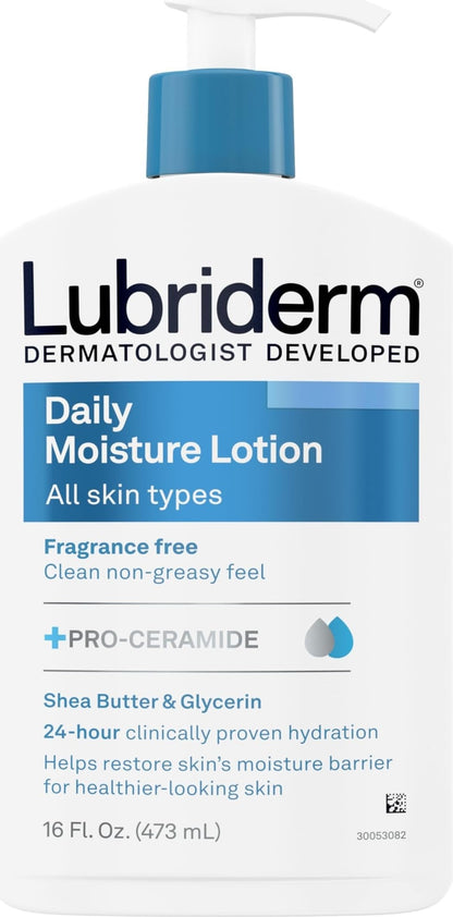 Lubriderm Daily Moisture Body Lotion, Fragrance Free, 16 fl. oz Lubriderm