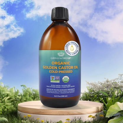 QUEEN OF THE THRONES Organic Golden Castor Oil, 16.9 oz, 500 ml QUEEN OF THE THRONES