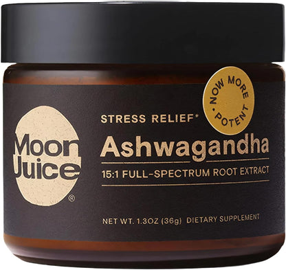 Moon Juice Organic Ashwagandha Supplement - Ashwagandha KSM-66 Root Powder Extract (15:1 Full-Spectrum) for Stress, Focus & Mood - Vegan, Non-GMO, Gluten-Free - 1.3 oz, 72 Servings