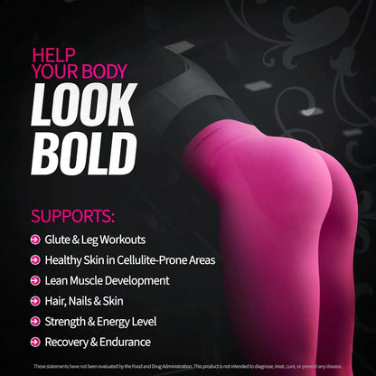 Bold Buns Creatine for Women – Supplement with Collagen & BCAA – Supports Muscle Development, Post-Workout Recovery, Skin Elasticity, Bold Buns
