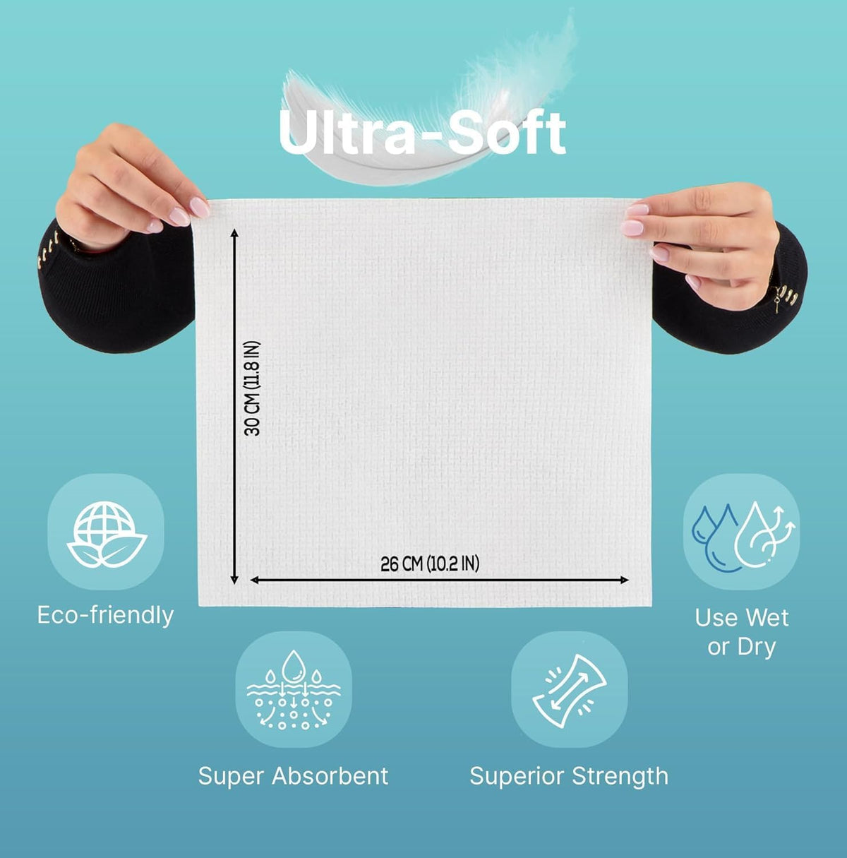 Nat.&Co. Derma Care Pro 100% USDA Biobased Material - Professional Grade Extra Large Face Towels - Bio-Based Towel, Makeup Remover Dry Wipes, Facial Wash Cloths for Sensitive and Clean Skin - 50 Count nat.&co.