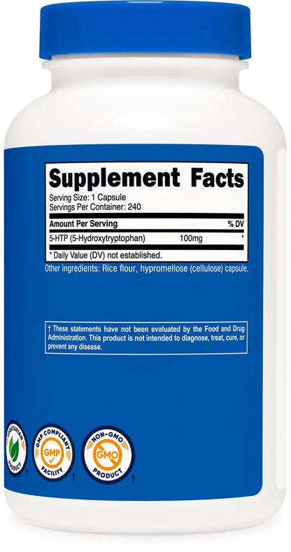 Nutricost 5-HTP 100mg, 240 Vegetarian Capsules (5-Hydroxytryptophan) - Non-GMO & Gluten Free Nutricost