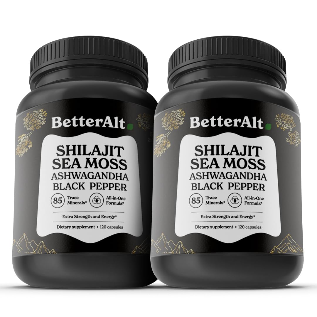 Better Alt Shilajit Sea Moss Capsules Pack of 2 with Ashwagandha & Black Pepper Extract with 85+ Essential Minerals & Antioxidants| Boosts Energy & Metabolism - 120 Servings, 240 Capsules Better Alt buy australia supplements