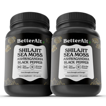 Better Alt Shilajit Sea Moss Capsules Pack of 2 with Ashwagandha & Black Pepper Extract with 85+ Essential Minerals & Antioxidants| Boosts Energy & Metabolism - 120 Servings, 240 Capsules Better Alt buy australia supplements